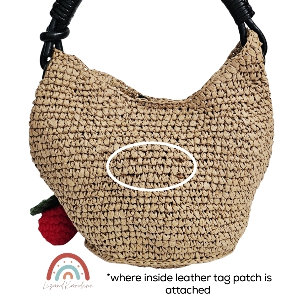 New! Madewell The Camren Mini Bag in Straw with Crochet Cherry Charm - Picture 5 of 11